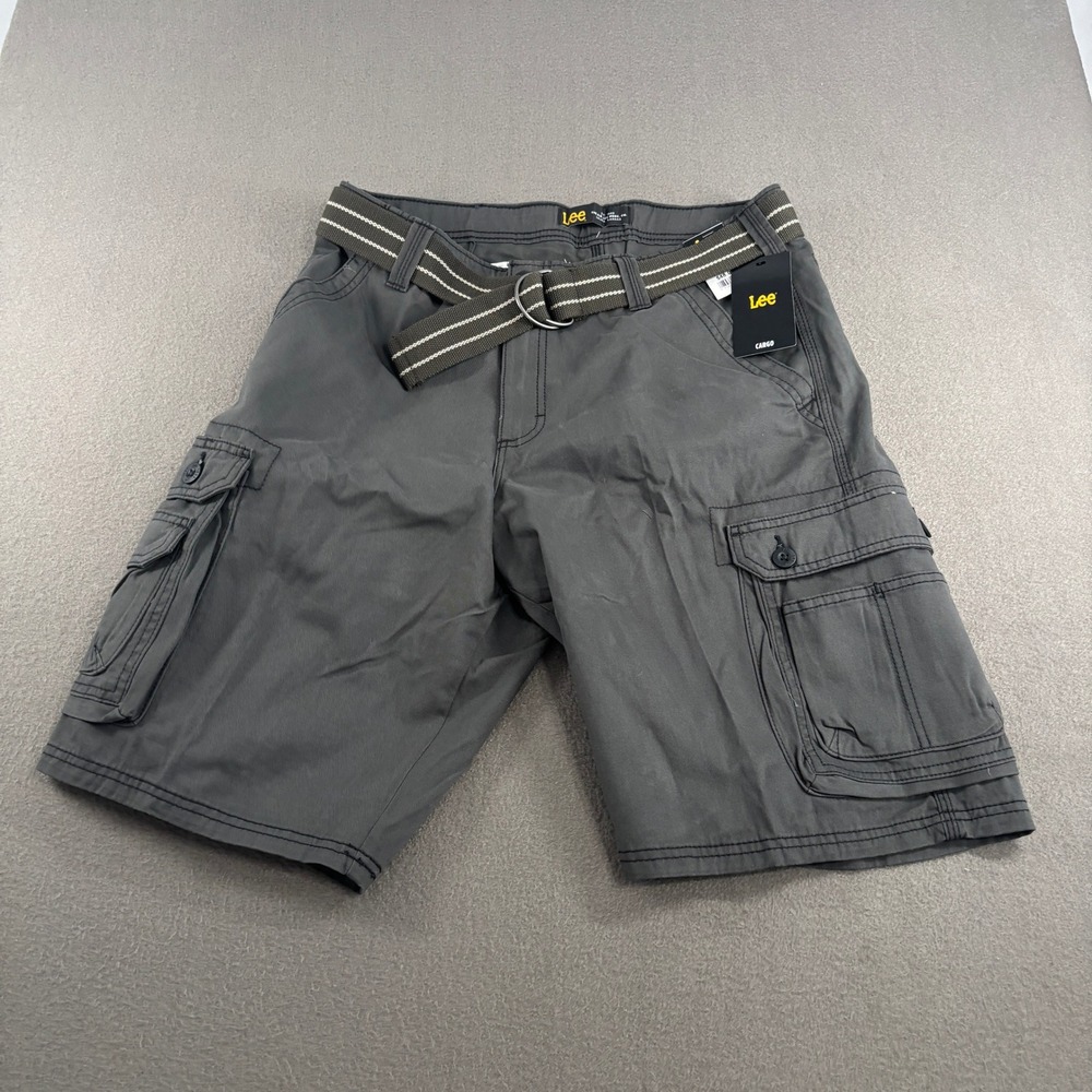 Lee Shiner Cargo Shorts Mens Size 34 Charcoal Grey Belted 102183324